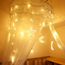 Luzes de Cortina LED Lua e Estrela, Luzes Fadas para Janela