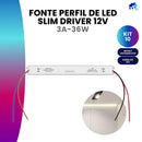 Kit 10 Fonte Slim Driver Para Perfil Fita De Led 12v 3a 36w